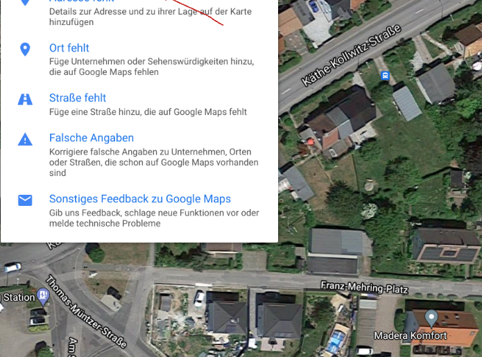 Adresse bei Google Maps melden + Neue Luftaufnahmen aus dem Juni 2021 für Freiberg 1
